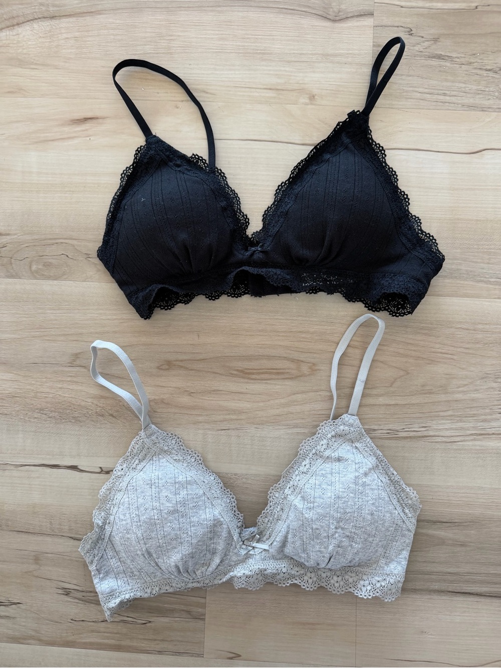 Cotton On Body Lace Bralette Bundle Black and Gray Size Small